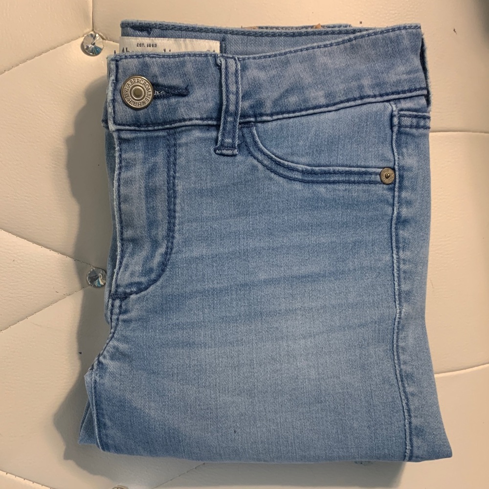 Distressed, light wash jeans